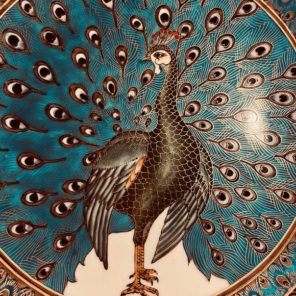 Sold! Vintage Heavy Porcelain Peacock Decorative Plate - Picture 2 of 5